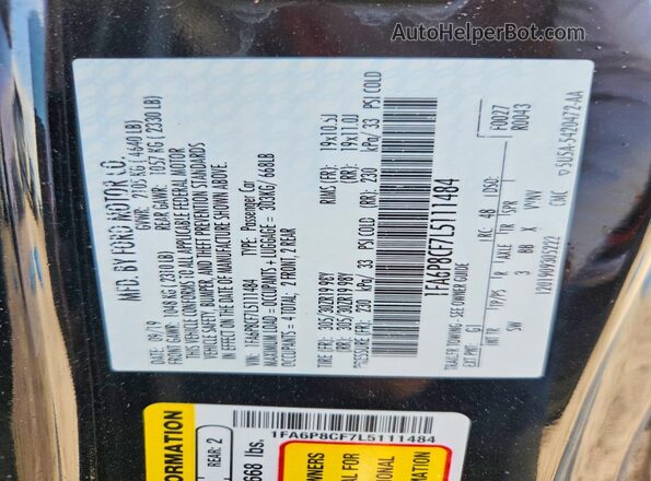 1FA6P8CF7L5111484 2020 FORD MUSTANG Black Engine compartment view