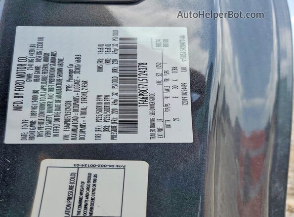 1FA6P8CF7L5124378 2020 FORD MUSTANG Gray Вид наклейки з VIN-кодом
