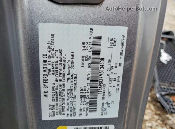 1FA6P8CF7M5134538 2021 FORD MUSTANG Gray Vista del compartimento del motor
