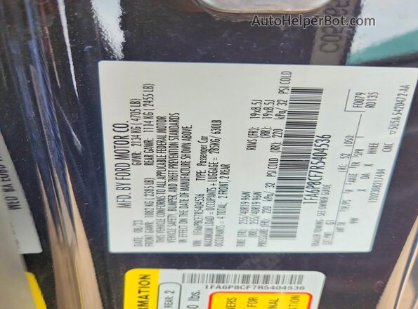 1FA6P8CF7R5404536 2024 FORD MUSTANG Black Engine compartment view