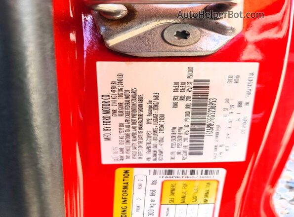 1FA6P8CF8G5236953 2016 FORD MUSTANG Red Widok komory silnika