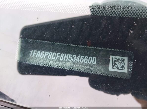 1FA6P8CF8H5346600 2017 FORD MUSTANG Black Engine compartment view