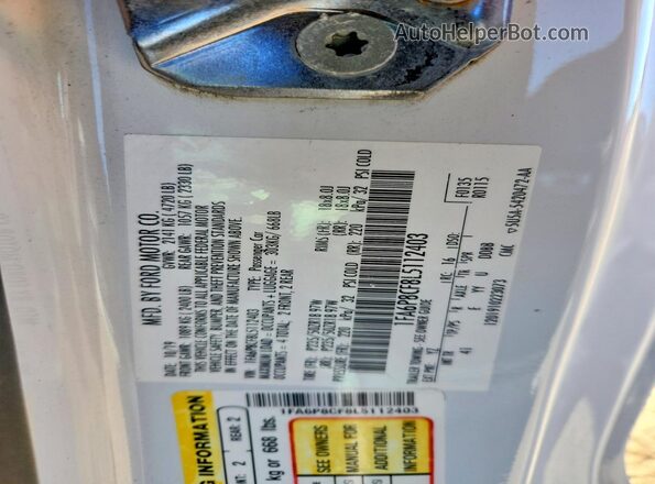 1FA6P8CF8L5112403 2020 FORD MUSTANG White Vista de la etiqueta del VIN