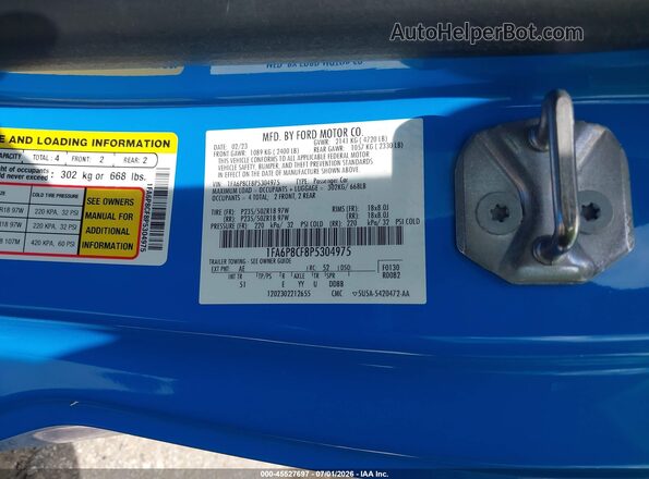 1FA6P8CF8P5304975 2023 FORD MUSTANG Blue Widok komory silnika