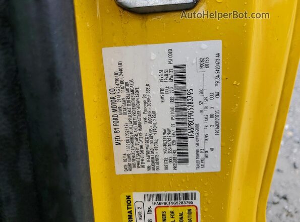 1FA6P8CF9G5283795 2016 FORD MUSTANG Yellow VIN კოდის სტიკერის ხედი