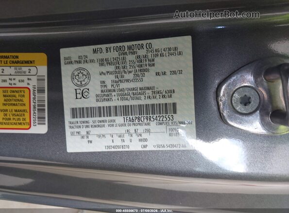 1FA6P8CF9R5422553 2024 FORD MUSTANG Серый Вид подкапотного пространства