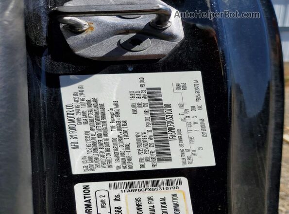 1FA6P8CFXG5310700 2016 FORD MUSTANG Black Vista del compartimento del motor