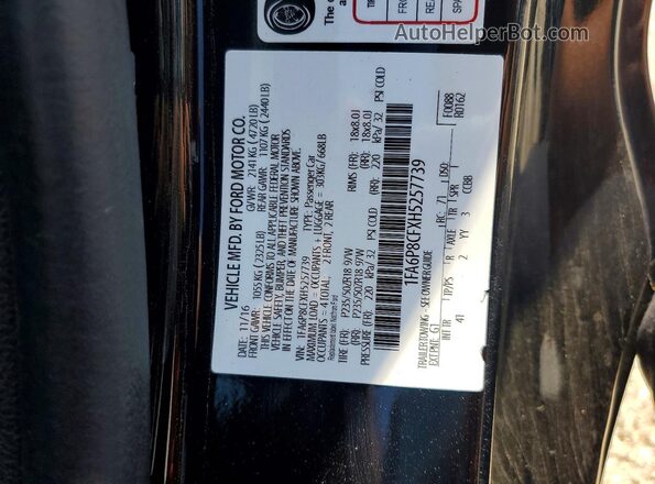 1FA6P8CFXH5257739 2017 FORD MUSTANG Black Շարժիչի բաժամունքի տեսք