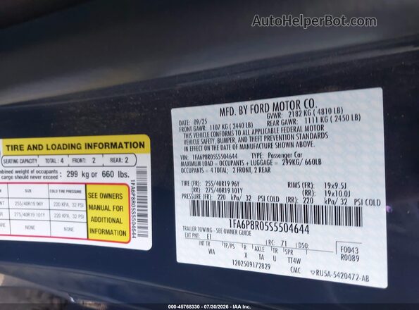 1FA6P8R05S5504644 2025 FORD MUSTANG Серый Вид подкапотного пространства