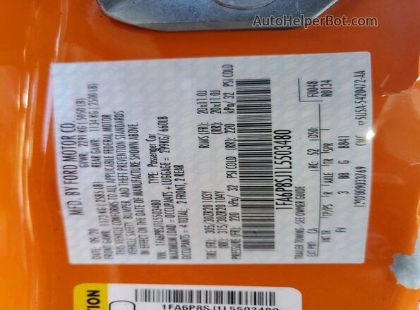 1FA6P8SJ1L5503480 2020 FORD MUSTANG Orange Widok naklejki z numerem VIN