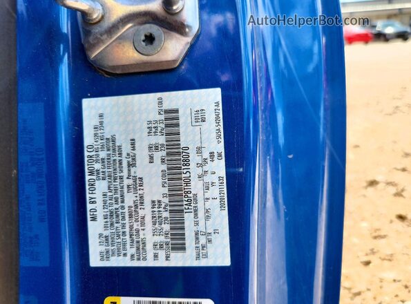 1FA6P8TH0L5188070 2020 FORD MUSTANG Blue Engine compartment view