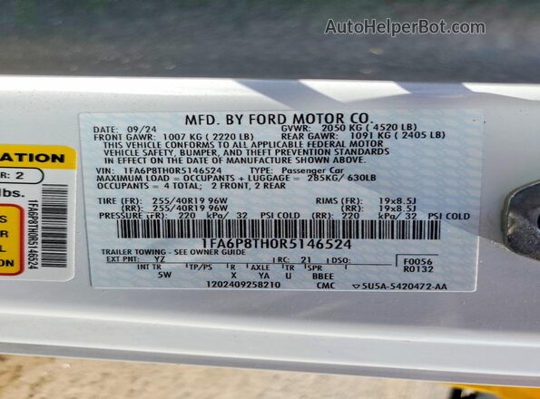 1FA6P8TH0R5146524 2024 FORD MUSTANG Белый Вид подкапотного пространства
