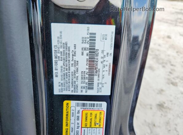 1FA6P8TH1K5118270 2019 FORD MUSTANG Black Widok naklejki z numerem VIN