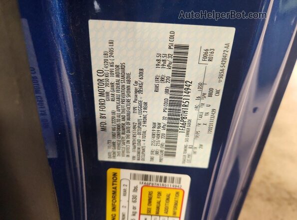 1FA6P8TH1R5114942 2024 FORD MUSTANG Blue Вид підкапотного простору