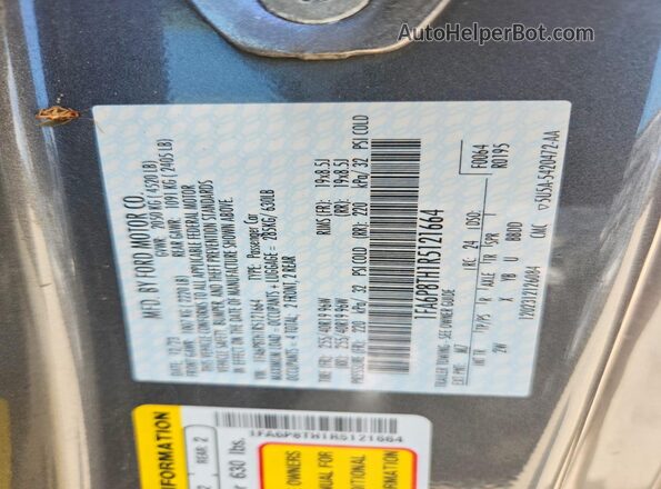 1FA6P8TH1R5121664 2024 FORD MUSTANG Gray VIN კოდის სტიკერის ხედი