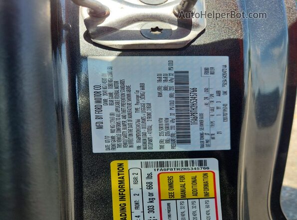 1FA6P8TH2H5345766 2017 FORD MUSTANG Серый Вид наклейки с VIN-кодом