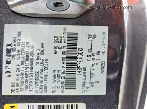 1FA6P8TH2J5108393 2018 FORD MUSTANG Gray Vista del compartimento del motor