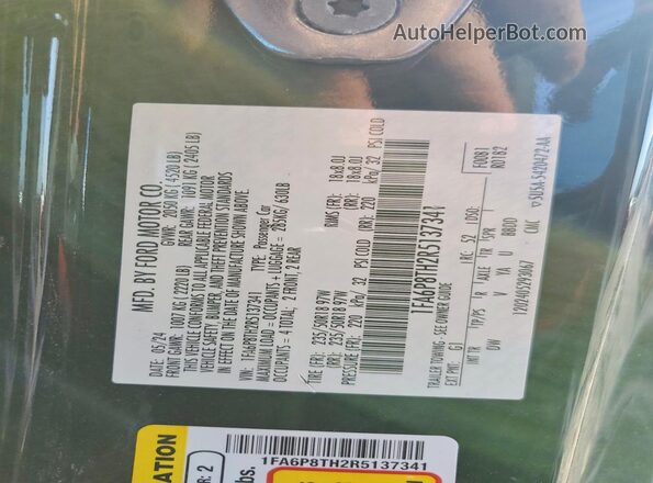 1FA6P8TH2R5137341 2024 FORD MUSTANG Черный Вид подкапотного пространства