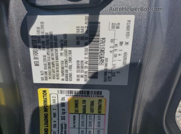 1FA6P8TH3M5117656 2021 FORD MUSTANG Silver ძრავის განყოფილების ხედი