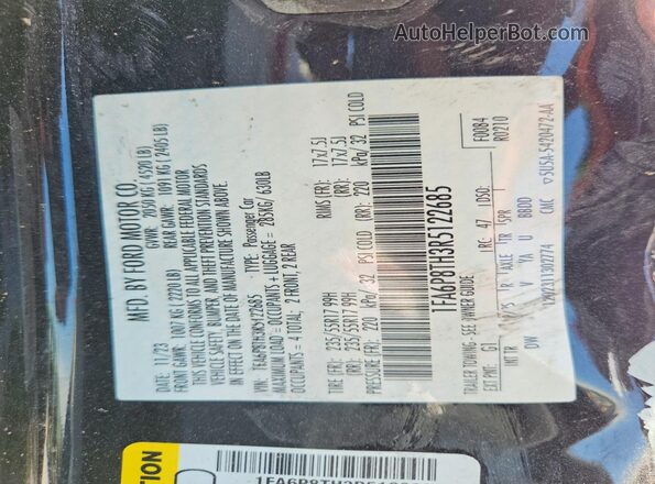 1FA6P8TH3R5122685 2024 FORD MUSTANG Black VIN կոդի պիտակի տեսք