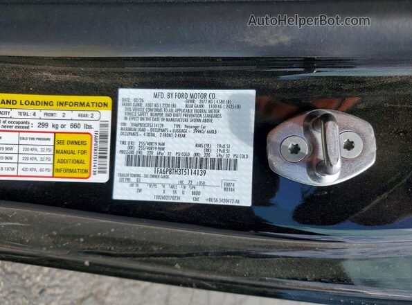 1FA6P8TH3T5114139 2026 FORD MUSTANG Black Շարժիչի բաժամունքի տեսք