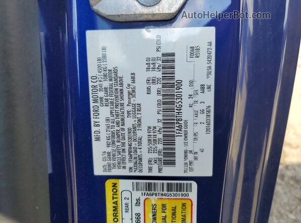 1FA6P8TH4G5301900 2016 FORD MUSTANG Blue Widok komory silnika