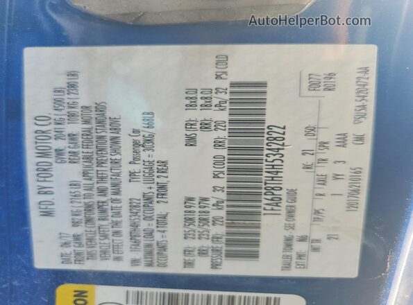 1FA6P8TH4H5342822 2017 FORD MUSTANG Blue Widok komory silnika