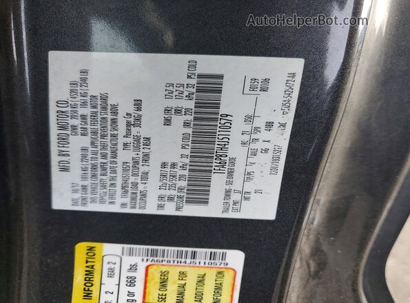 1FA6P8TH4J5110579 2018 FORD MUSTANG Угольный Вид подкапотного пространства
