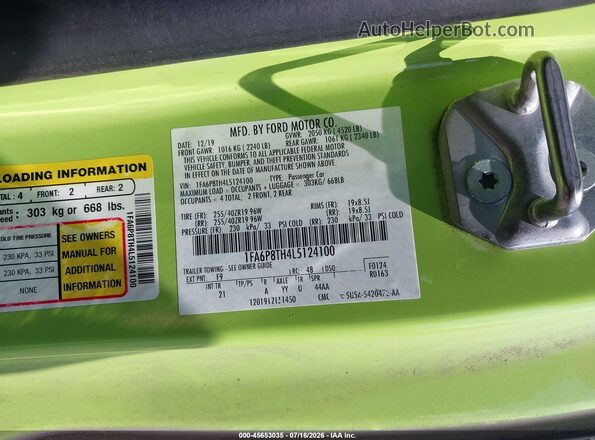 1FA6P8TH4L5124100 2020 FORD MUSTANG Purple Widok komory silnika