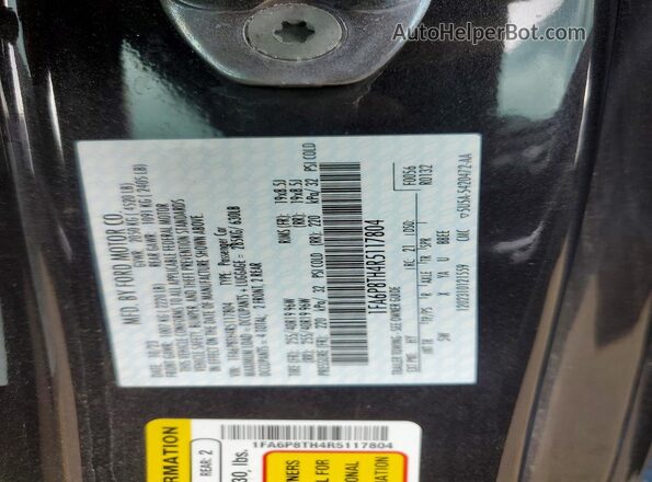 1FA6P8TH4R5117804 2024 FORD MUSTANG Gray ძრავის განყოფილების ხედი