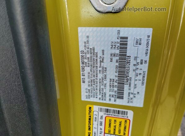 1FA6P8TH5S5128218 2025 FORD MUSTANG Yellow Engine compartment view