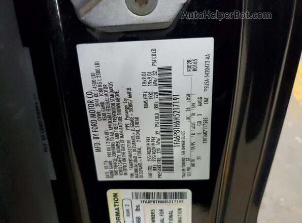 1FA6P8TH6H5217191 2017 FORD MUSTANG Black Widok komory silnika