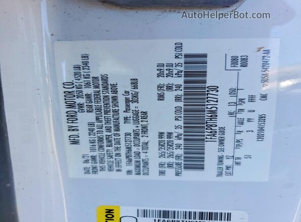 1FA6P8TH6M5127730 2021 FORD MUSTANG Белый Вид подкапотного пространства