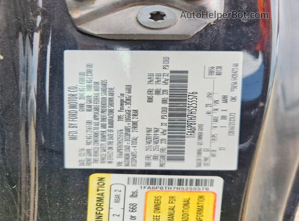1FA6P8TH7H5255576 2017 FORD MUSTANG Black Widok naklejki z numerem VIN