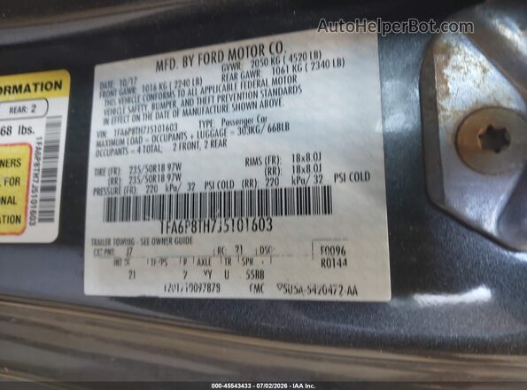 1FA6P8TH7J5101603 2018 FORD MUSTANG Gray Շարժիչի բաժամունքի տեսք