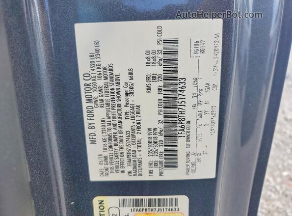 1FA6P8TH7J5174633 2018 FORD MUSTANG Gray Widok komory silnika