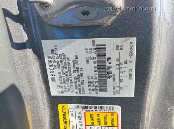 1FA6P8TH7M5157240 2021 FORD MUSTANG Gray VIN sticker view
