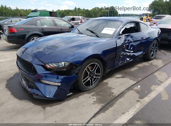 1FA6P8TH9K5200652 2019 FORD MUSTANG Dark Blue Vista tres cuartos delantera izquierda