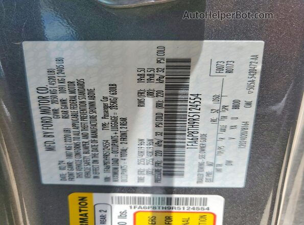 1FA6P8TH9R5124554 2024 FORD MUSTANG Charcoal Շարժիչի բաժամունքի տեսք