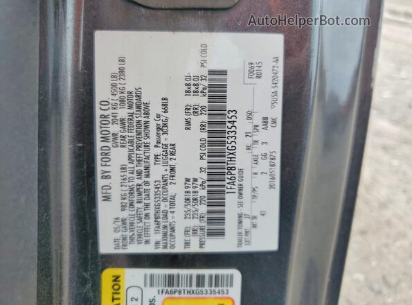 1FA6P8THXG5335453 2016 FORD MUSTANG Gray Շարժիչի բաժամունքի տեսք
