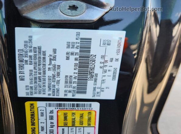 1FA6P8THXL5150152 2020 FORD MUSTANG Black Շարժիչի բաժամունքի տեսք