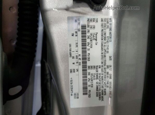 1FADP3E21HL328083 2017 FORD FOCUS Silver Vista de la etiqueta del VIN