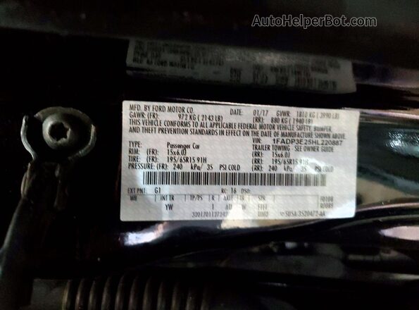 1FADP3E25HL220887 2017 FORD FOCUS Black Вид підкапотного простору