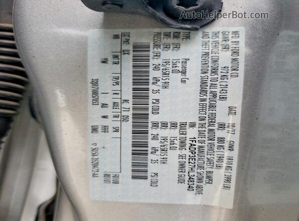 1FADP3E27HL348340 2017 FORD FOCUS Silver VIN კოდის სტიკერის ხედი