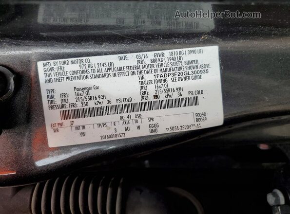1FADP3F20GL300935 2016 FORD FOCUS Gray ძრავის განყოფილების ხედი