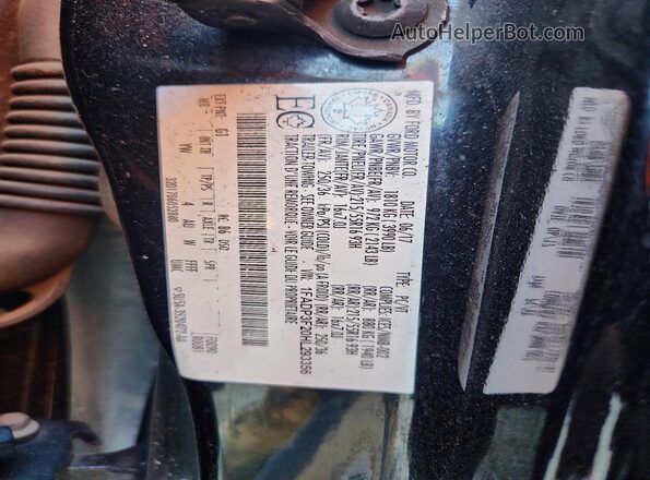 1FADP3F20HL293356 2017 FORD FOCUS Black VIN კოდის სტიკერის ხედი