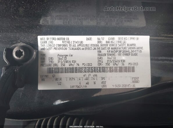 1FADP3F20HL301715 2017 FORD FOCUS Black Вид підкапотного простору