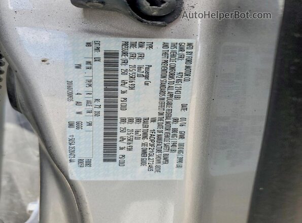 1FADP3F21GL272465 2016 FORD FOCUS Silver Vista del compartimento del motor
