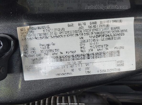 1FADP3F24JL329023 2018 FORD FOCUS Серый Вид подкапотного пространства