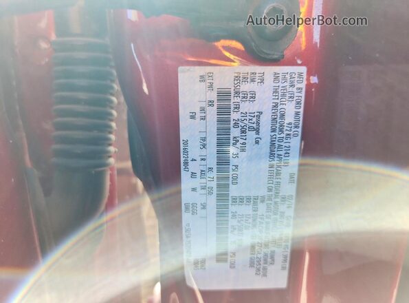 1FADP3F27GL295362 2016 FORD FOCUS Burgundy VIN կոդի պիտակի տեսք